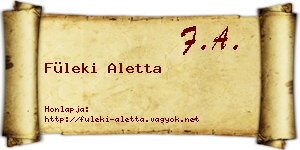 Füleki Aletta névjegykártya